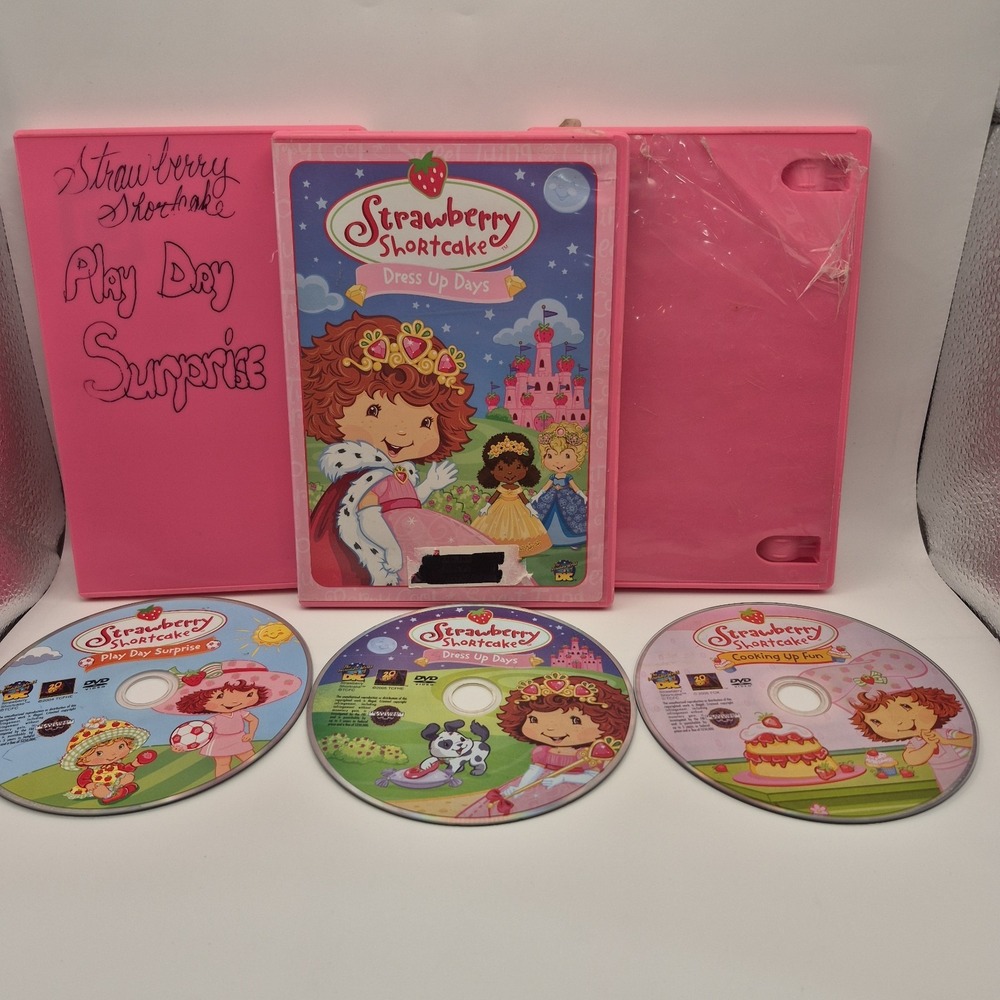 Lot Of 3 Strawberry Shortcake DVDs Play Day Suprise, Dress Up Days, & Cooking Up